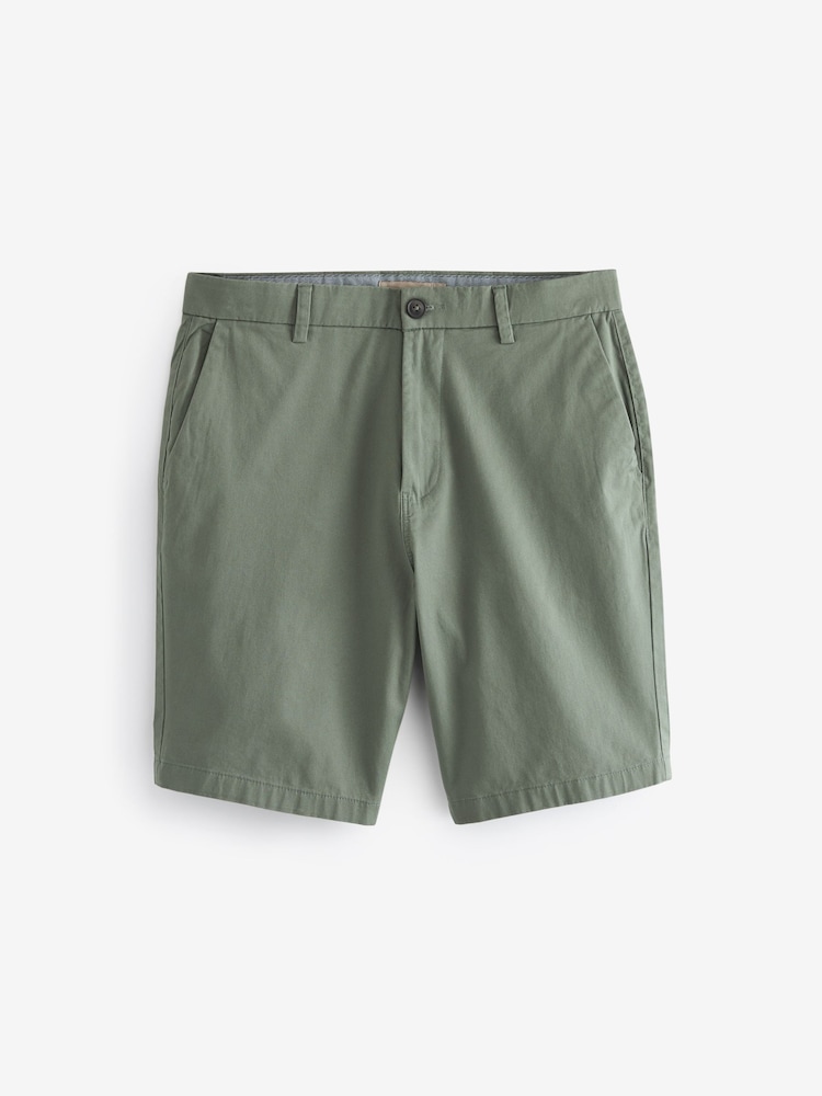 Khaki Green/Stone/Blue Straight Fit Stretch Chinos Shorts 3 Pack - Image 4 of 14