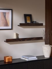 Black Distressed Wood Floating Wall Shelf - Image 1 of 4