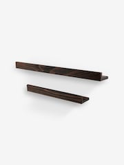 Black Distressed Wood Floating Wall Shelf - Image 2 of 4