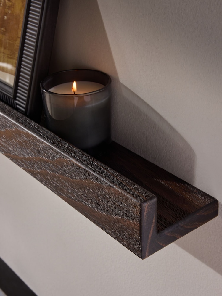 Black Distressed Wood Floating Wall Shelf - Image 4 of 4