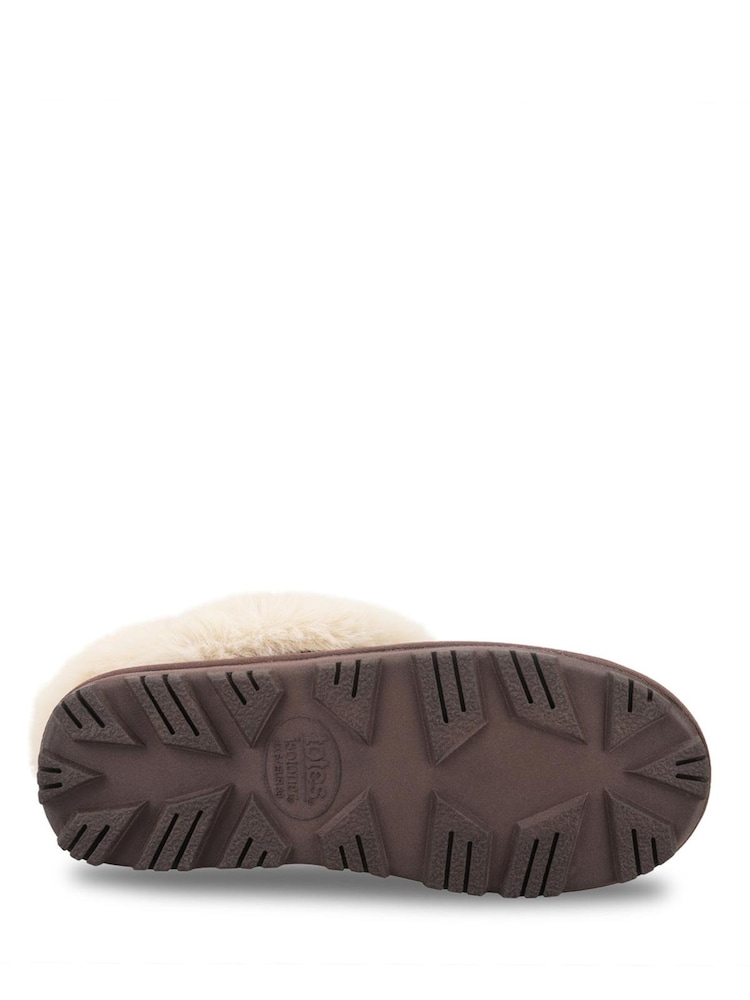 Totes Brown Suede Boot Slippers with Faux Fur Cuff - Image 5 of 5