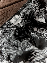 Black/White Regular Fit Printed Swim Shorts - Image 7 of 11
