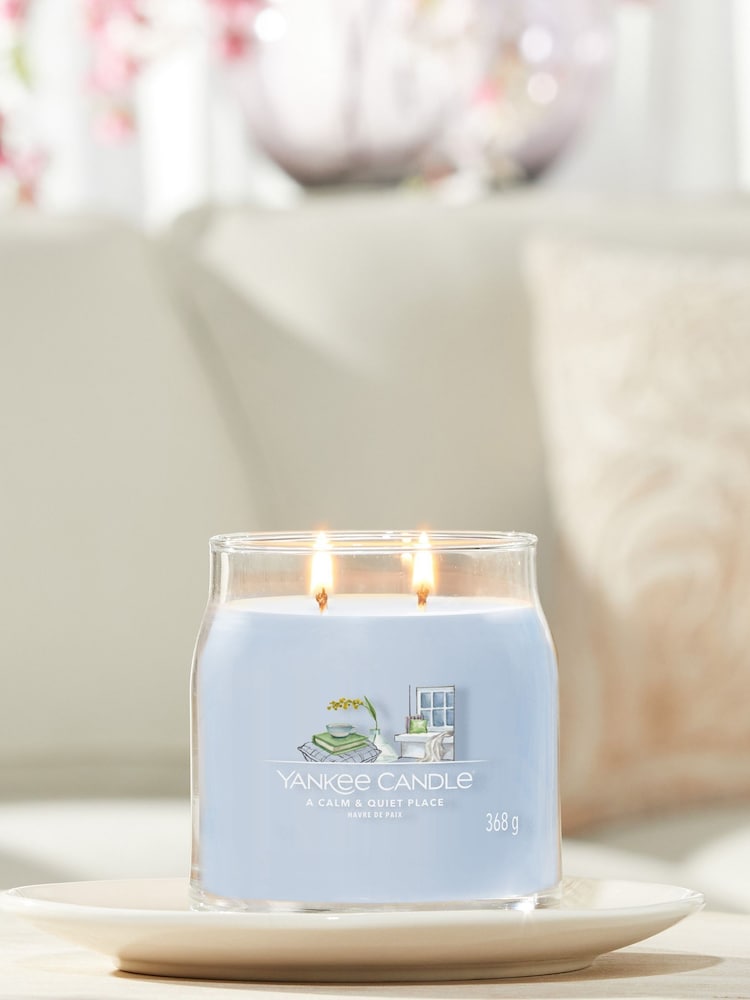 Yankee Candle Grey Signature Medium Jar Scented Candle A Calm Quiet Place - Image 1 of 3