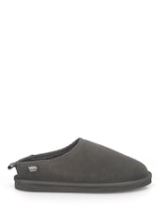 Totes Grey Suede Mule Slippers with Borg Lining - Image 2 of 5