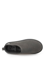 Totes Grey Suede Mule Slippers with Borg Lining - Image 4 of 5
