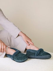 Totes Green Sparkle Full Back Slippers - Image 1 of 5