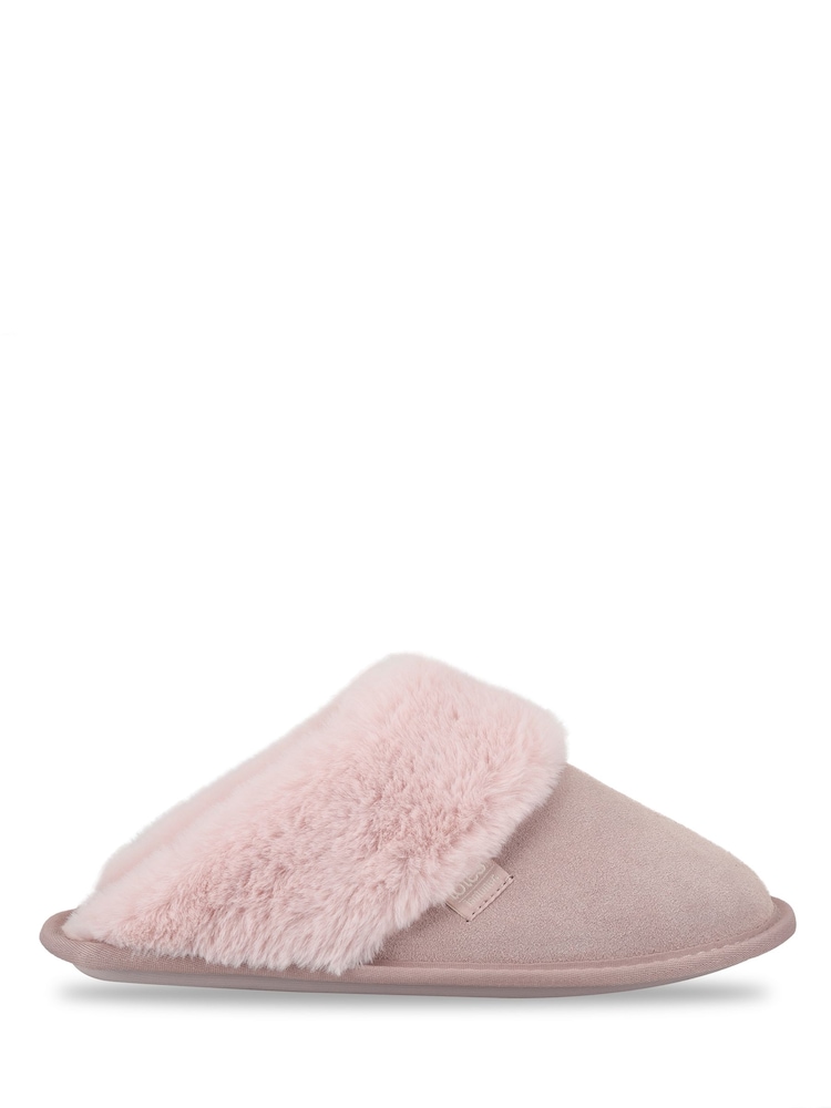 Rosa - Totes Mulor Tofflor i mocka med fuskpälsfoder - Bild 2 av 5 Rosa - Totes Mulor Tofflor i mocka med fuskpälsfoder - Bild 2 av 5