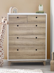White/Wood Effect Parker Kids 5 Drawer Chest of Drawers - Image 1 of 7