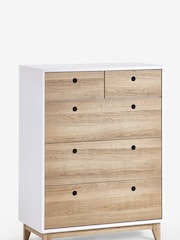 White/Wood Effect Parker Kids 5 Drawer Chest of Drawers - Image 6 of 7