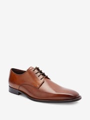Marron fauve - Chaussures derby emblématiques en cuir italien à bout carré - Image 8 of 10