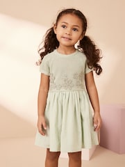 Mint Green Flower Knit 2fer Dress (3mths-7yrs) - Image 1 of 9