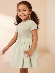 Mint Green Flower Knit 2fer Dress (3mths-7yrs) - Image 2 of 9