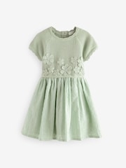 Mint Green Flower Knit 2fer Dress (3mths-7yrs) - Image 7 of 9