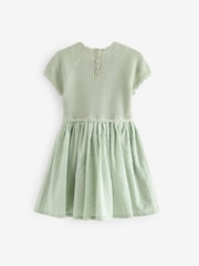 Mint Green Flower Knit 2fer Dress (3mths-7yrs) - Image 8 of 9