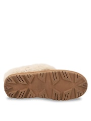 Totes Brown Suede Boot Slippers with Faux Fur Cuff - Image 5 of 5