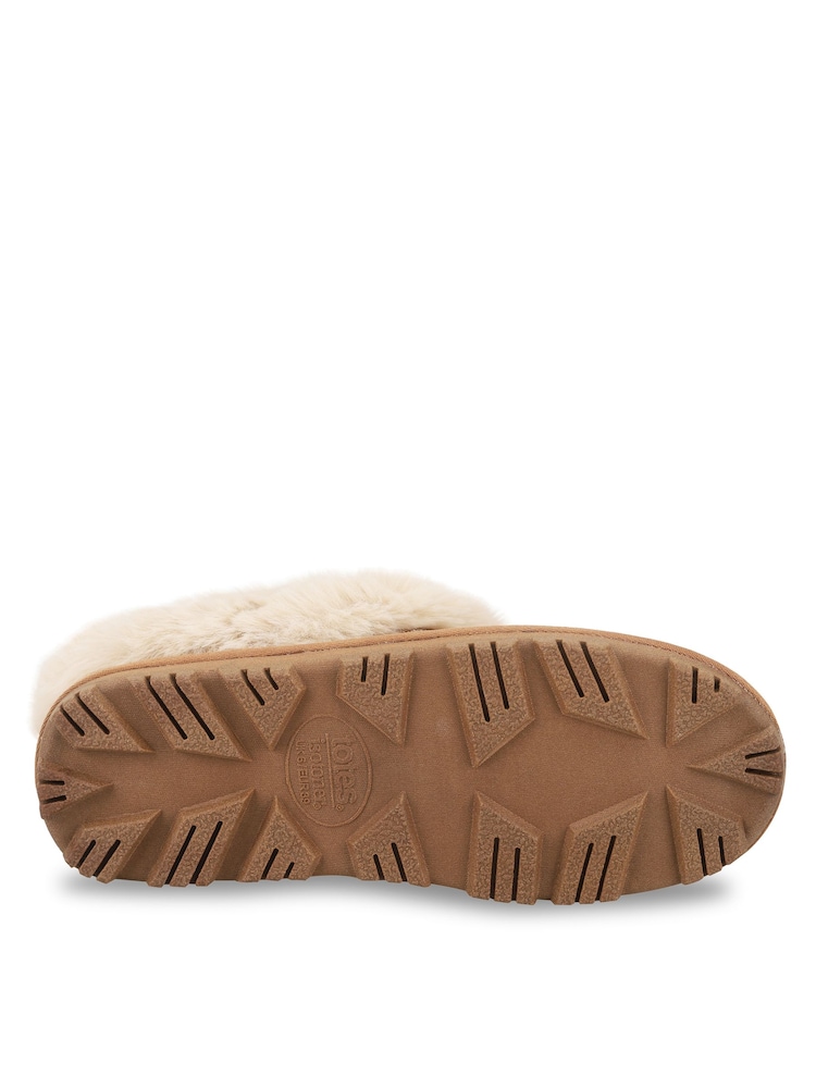 Totes Brown Suede Boot Slippers with Faux Fur Cuff - Image 5 of 5 Totes Brown Suede Boot Slippers with Faux Fur Cuff - Image 5 of 5