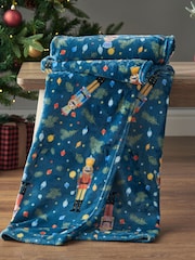 Catherine Lansfield Green Teddy Christmas Nutcracker Cosy and Warm Fleece Throw - Image 1 of 4