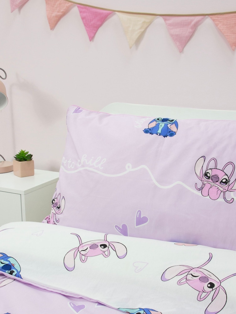 Disney Purple Stitch Single Reversible Duvet Cover and Pillowcase Set - Image 1 of 4