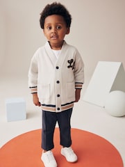 Charcoal Grey Varsity Jersey Cardigan and Joggers Set (3mths-7yrs) - Image 1 of 7