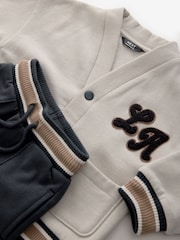 Charcoal Grey Varsity Jersey Cardigan and Joggers Set (3mths-7yrs) - Image 7 of 7