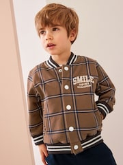 Tan Brown Check 2 Piece Jersey Check Bomber and Jogger Set (3mths-7yrs) - Image 2 of 5