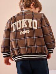 Tan Brown Check 2 Piece Jersey Check Bomber and Jogger Set (3mths-7yrs) - Image 4 of 5