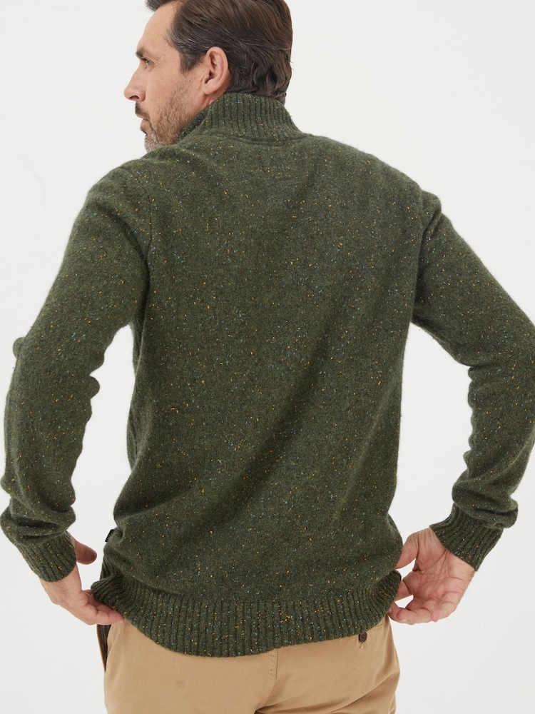 FatFace Green Lambswool Half Neck Jumper - Image 2 of 5