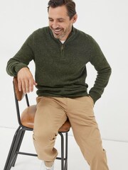 FatFace Green Lambswool Half Neck Jumper - Image 3 of 5