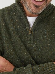 FatFace Green Lambswool Half Neck Jumper - Image 4 of 5