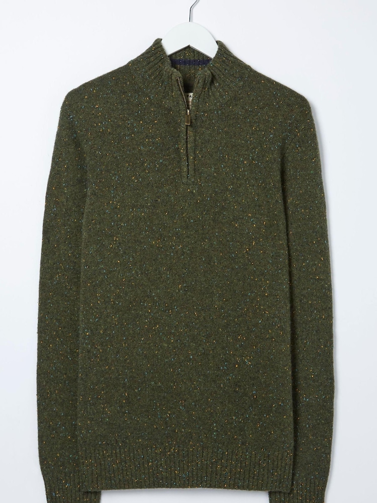 FatFace Green Lambswool Half Neck Jumper - Image 5 of 5