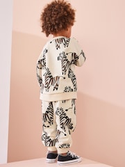 Ecru Zebra All-Over Print Character 100% Cotton Sweatshirt and Joggers Set (3mths-7yrs) - Image 2 of 7