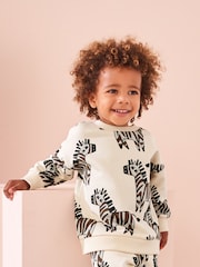 Ecru Zebra All-Over Print Character 100% Cotton Sweatshirt and Joggers Set (3mths-7yrs) - Image 4 of 7