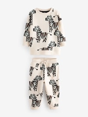 Ecru Zebra All-Over Print Character 100% Cotton Sweatshirt and Joggers Set (3mths-7yrs) - Image 5 of 7