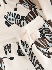 Ecru Zebra All-Over Print Character 100% Cotton Sweatshirt and Joggers Set (3mths-7yrs) - Image 7 of 7