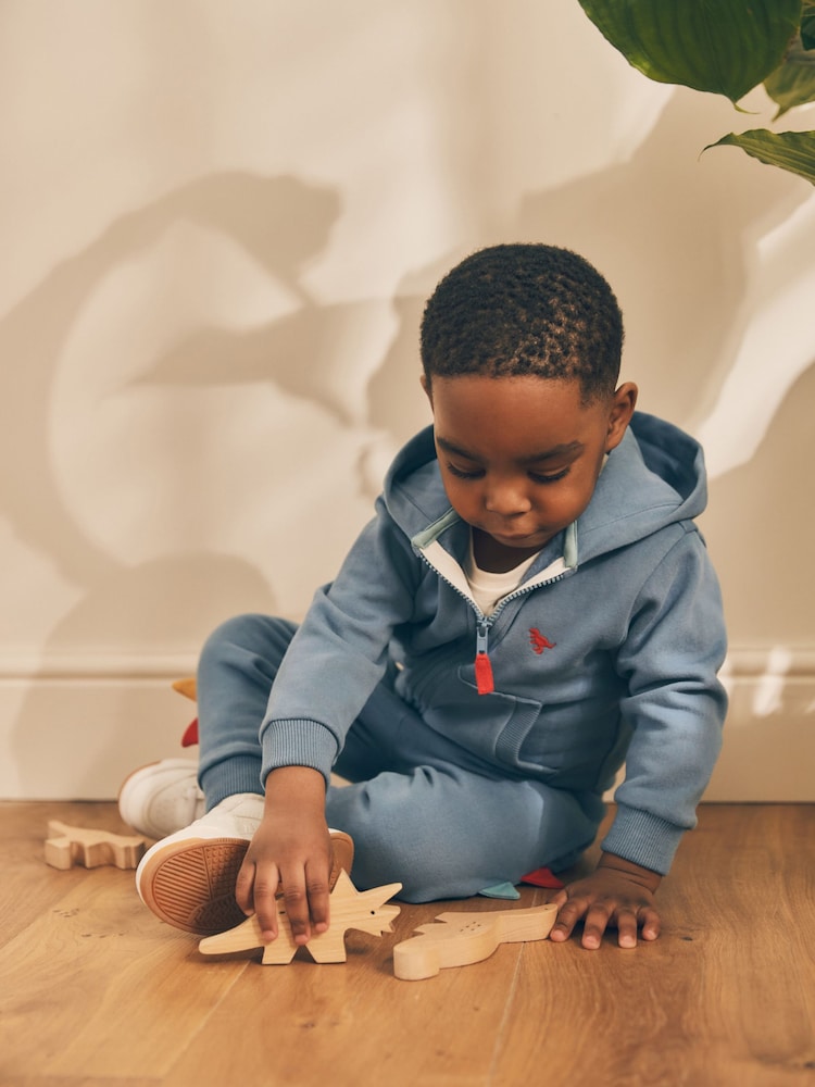 Blue Dinosaur Spikes Zip Through Hoodie and Joggers Set (3mths-7yrs) - Image 4 of 10