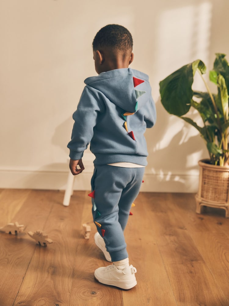Blue Dinosaur Spikes Zip Through Hoodie and Joggers Set (3mths-7yrs) - Image 5 of 10