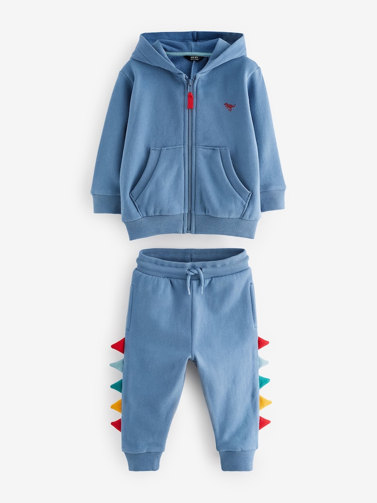 Blue Dinosaur Spikes Zip Through Hoodie and Joggers Set (3mths-7yrs) - Image 7 of 10