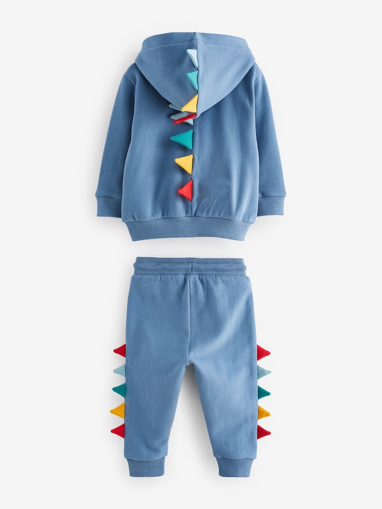 Blue Dinosaur Spikes Zip Through Hoodie and Joggers Set (3mths-7yrs) - Image 8 of 10