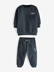 Charcoal Grey Utility Sweatshirt and Joggers Set (3mths-7yrs) - Image 2 of 6