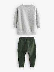 Khaki/Grey Utility Sweatshirt and Super Skinny Joggers Set (3mths-7yrs) - Image 7 of 9