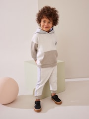 Grey/Ecru Cream Colourblock Hoodie and Joggers Set (3mths-7yrs) - Image 1 of 10