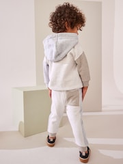 Grey/Ecru Cream Colourblock Hoodie and Joggers Set (3mths-7yrs) - Image 2 of 10