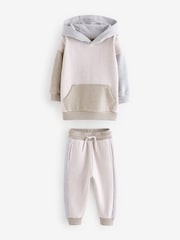 Grey/Ecru Cream Colourblock Hoodie and Joggers Set (3mths-7yrs) - Image 6 of 10