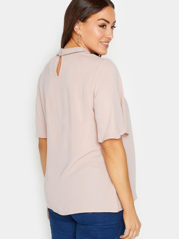 M&Co Blush Pink Embellished Neck Keyhole Blouse - Image 2 of 4