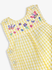 JoJo Maman Bébé Yellow Butterfly Appliqué Gingham Dungarees - Image 2 of 2
