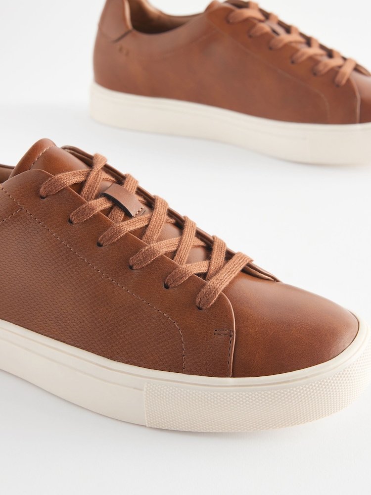 Tan Brown Minimal Trainers - Image 4 of 6
