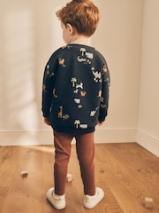 Safari preto/marrom - Conjunto de moletom e leggings com estampa All Over (3meses a7anos) - Imagem 2 de 7