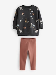 Safari preto/marrom - Conjunto de moletom e leggings com estampa All Over (3meses a7anos) - Imagem 4 de 7