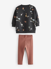 Safari preto/marrom - Conjunto de moletom e leggings com estampa All Over (3meses a7anos) - Imagem 5 de 7