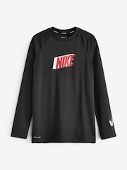 Nike Black Sun Safe Hydroguard Long Sleeve Rash Vest - Image 1 of 3